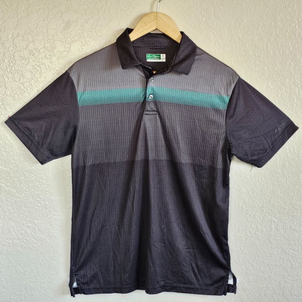Ben Hogan Performance S Grey & Teal Gradient Polo Shirt